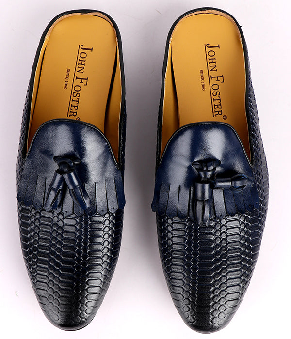 John Foster Kiltie Tassel Men's Mules|Blue