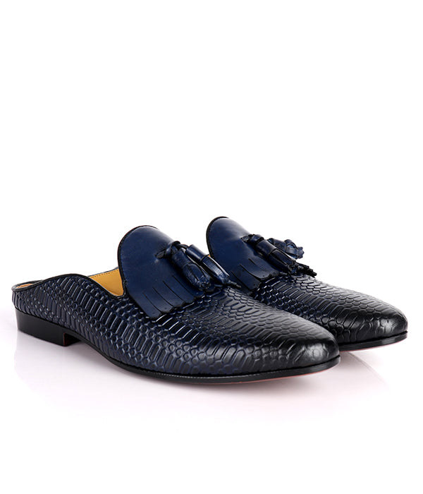 John Foster Kiltie Tassel Men's Mules|Blue