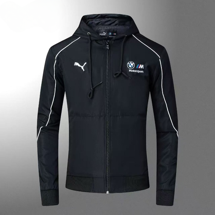 Motorsport Black hooded zipper jacket