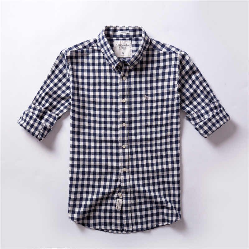 Abercrombie & Fitch Check Shirt | White Navy Blue