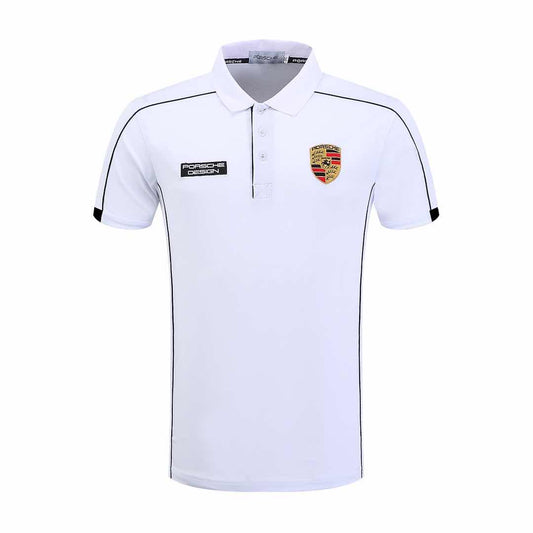 Porsche Mens Polo |  White & Black-XXL