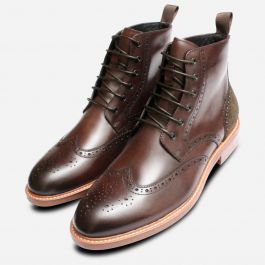 Premium John White Mens Country Brogue Boots In Brown