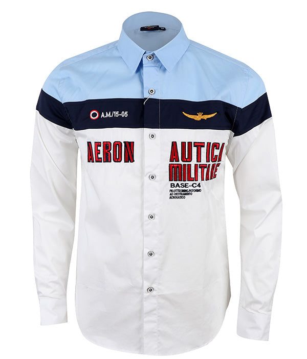 Aeronautica Militare Shirt |Sky Blue Navy Blue White