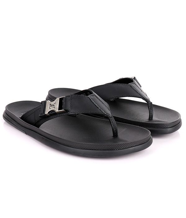 Simple Buckle Thong Slipper|Black