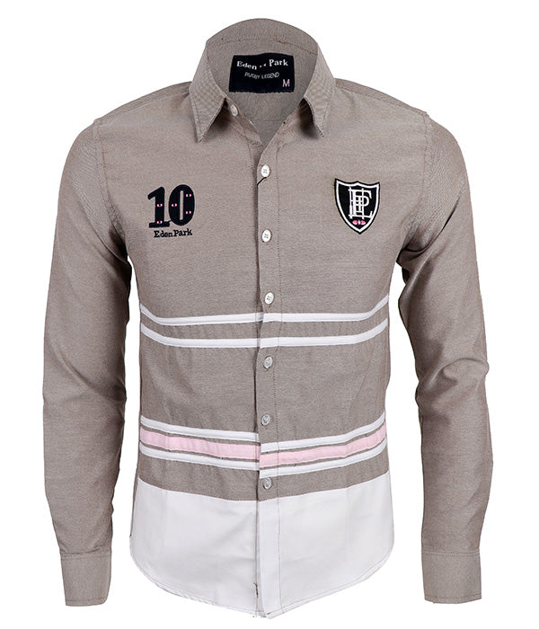 Eden Park 10 Logo Shirt | Grey White Pink