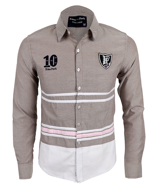 Eden Park 10 Logo Shirt | Grey White Pink