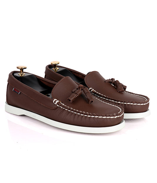 Sebago Tassel Dockside Shoe - Coffee| White