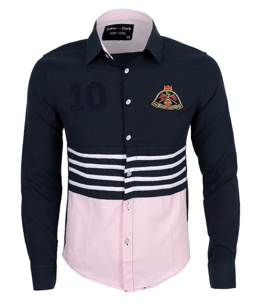 Eden Park 10 Logo Shirt | Navy Blue White Pink