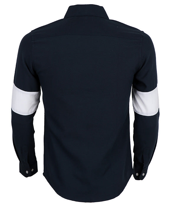 Eden Park French Flair Crest Logo Shirt | Navy Blue White Pink
