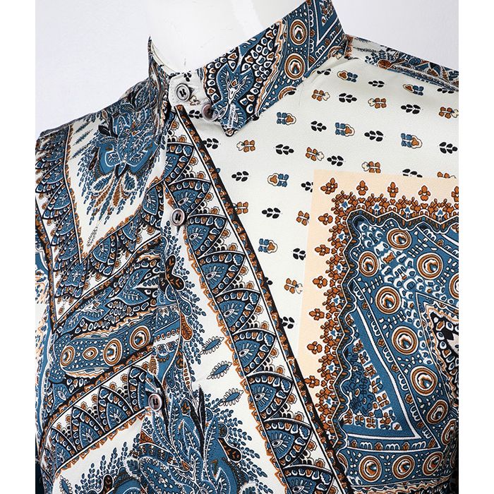Terry Taylors Vintage Long Sleeve | Turquoise Blue Cream