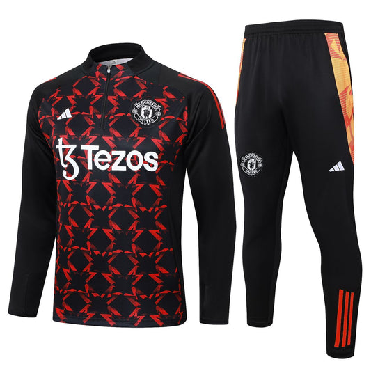 24/25 Manchester United Black/Red Special Half Zipper Tracksuit