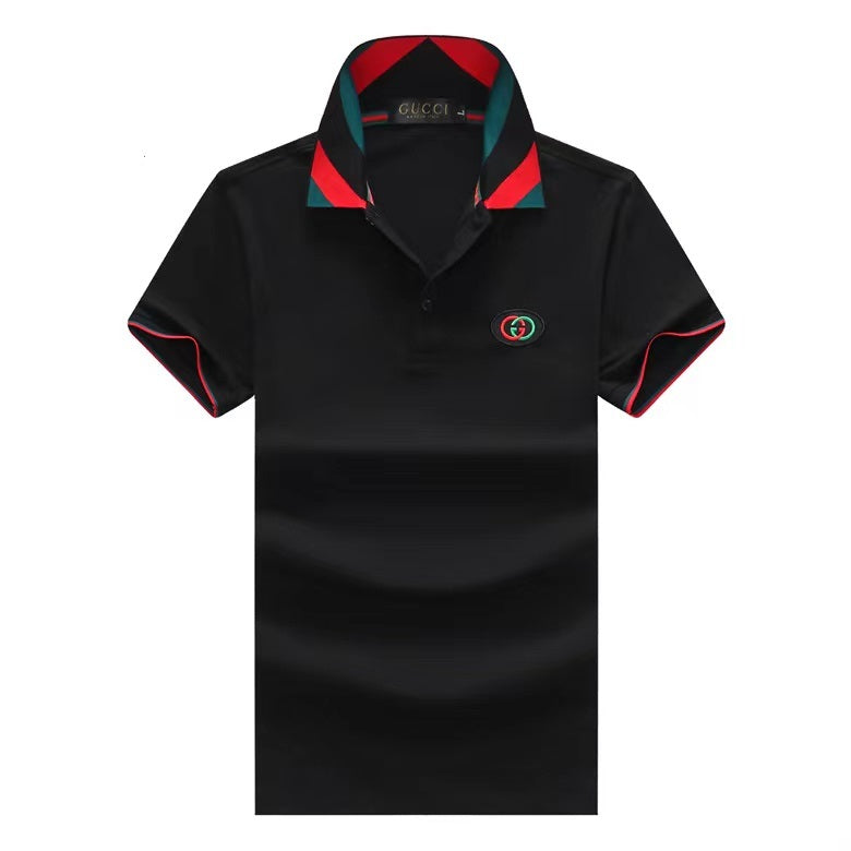 GG Buttoned Collar Polo Shirt|Black