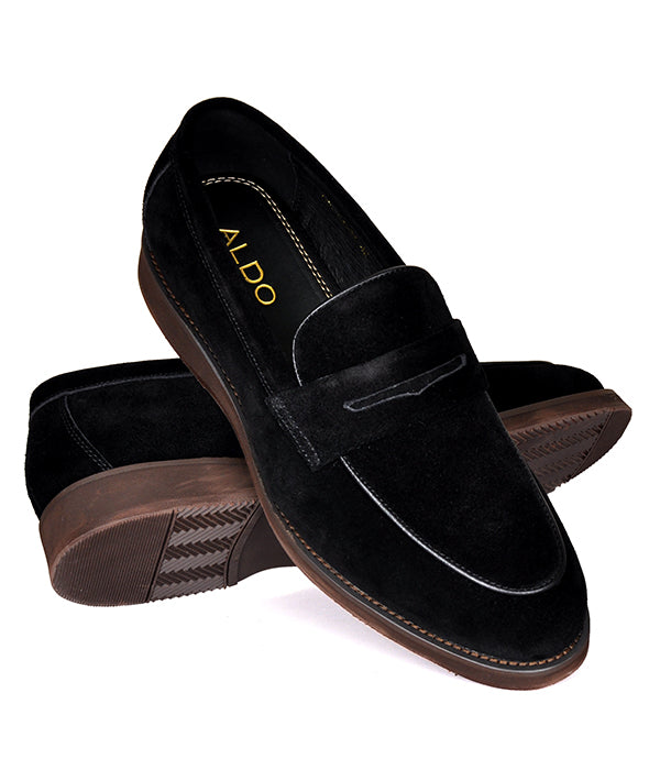 Aldo Black Suede Penny Loafers