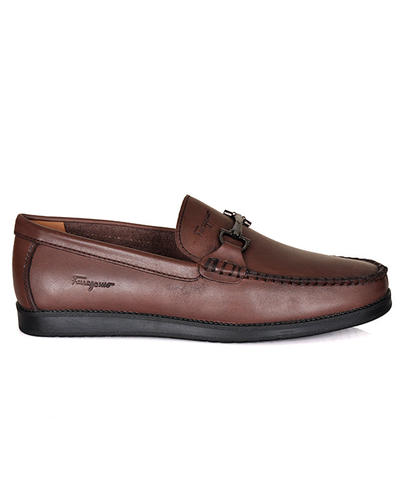 Plain Coffee Horse-Bit S.F Loafers