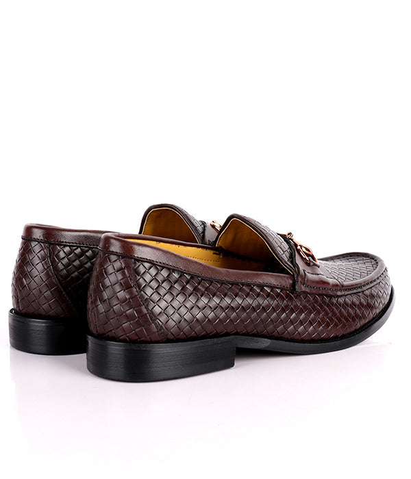 J.M Weston Knitted Horsebit Loafers | Coffee Brown