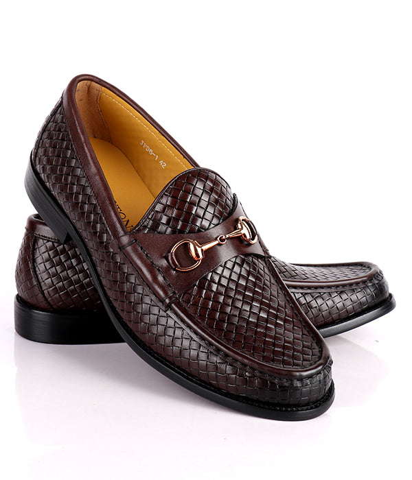 J.M Weston Knitted Horsebit Loafers | Coffee Brown