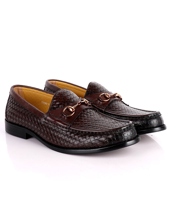 J.M Weston Knitted Horsebit Loafers | Coffee Brown