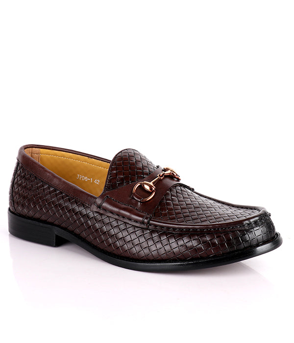 J.M Weston Knitted Horsebit Loafers | Coffee Brown