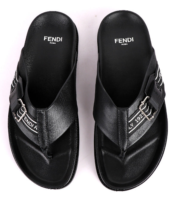 F Black Buckle Simple Slippers