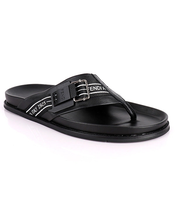 F Black Buckle Simple Slippers