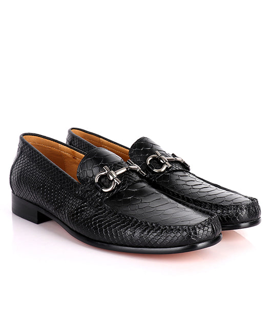 Salvatore Ferragamo Croc Loafers | Black-44