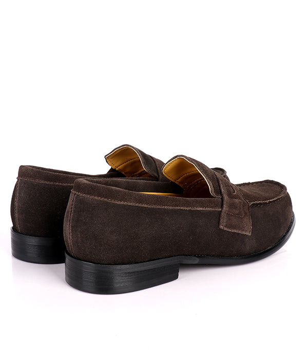 J. M Weston Suede Penny Loafers| Coffee Brown