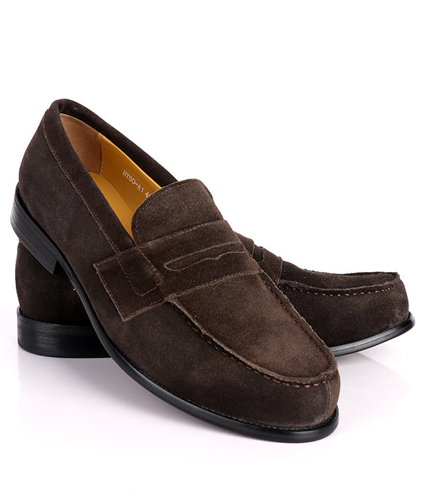 J. M Weston Suede Penny Loafers| Coffee Brown