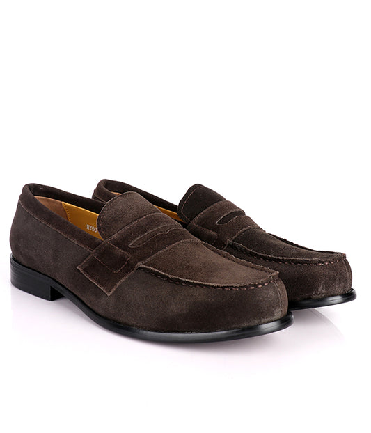 J. M Weston Suede Penny Loafers| Coffee Brown