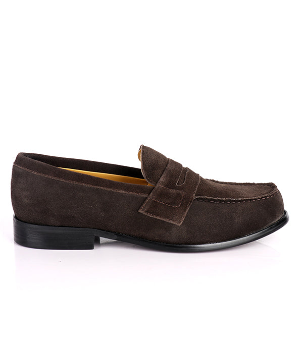 J. M Weston Suede Penny Loafers| Coffee Brown