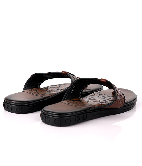 Ferragamo Silver Croc Flip Flop | Brown