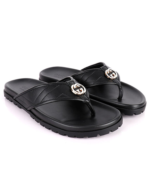 GG Logo Thong Slipper|Black