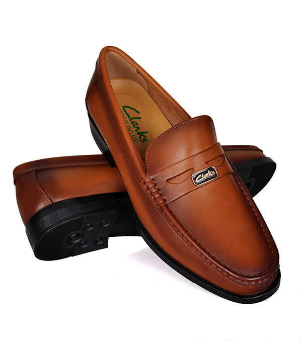 Brown Clarks Penny Loafers