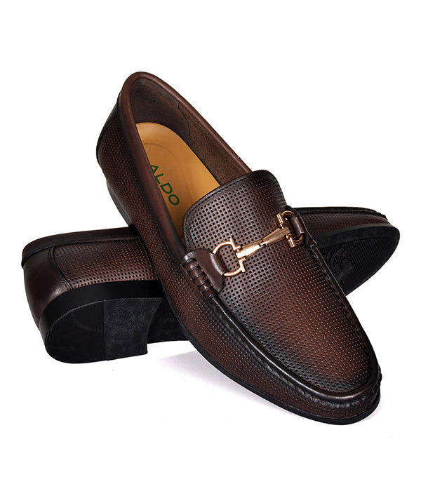 Aldo Coffee Horse-bit Leather Shoes