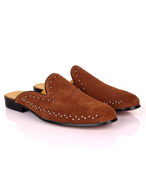 John Foster Stoned Suede Men's Leather Mule|Brown