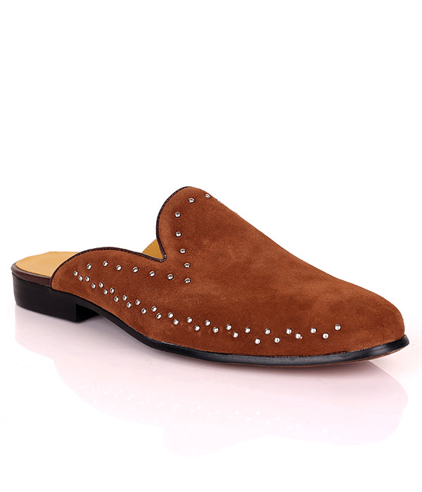 John Foster Stoned Suede Men's Leather Mule|Brown