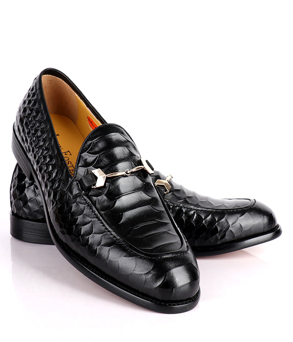 John Foster Croc Horsebit Loafers|Black