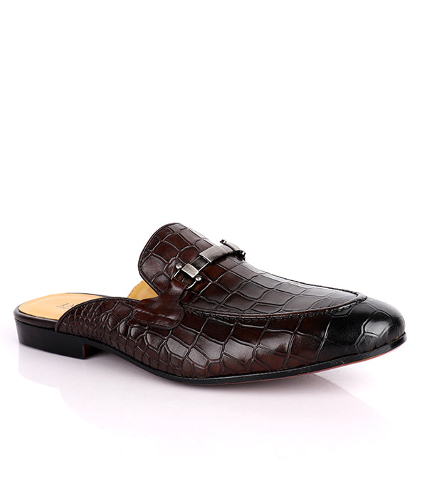 John Foster Croc Horsebit Mule | Coffee Brown