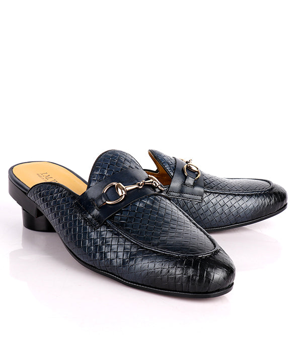 John Foster Woven Horsebit Leather Mules|Black