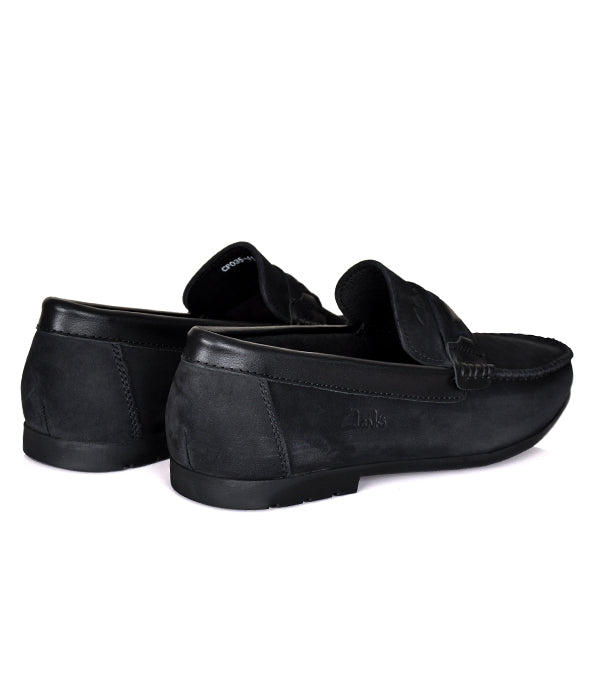 Men's Black Suede Horse-Bit Loafers