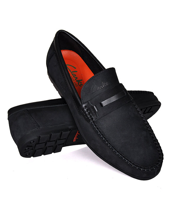 Men's Black Suede Horse-Bit Loafers