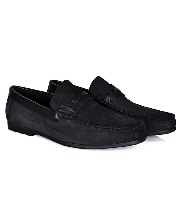 Men's Black Suede Horse-Bit Loafers