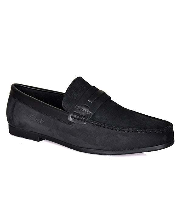 Men's Black Suede Horse-Bit Loafers