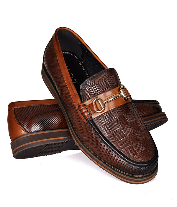 Aldo Coffee Horse-Bit Leather Loafers