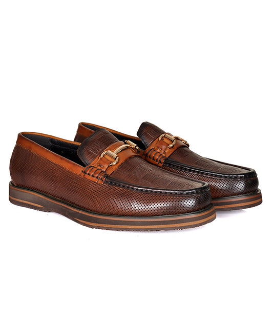 Aldo Coffee Horse-Bit Leather Loafers