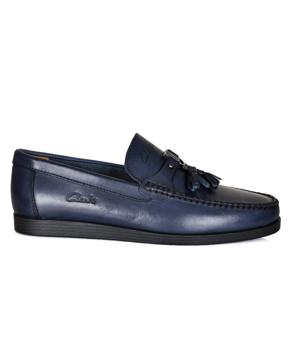 Clarks Blue Tassels Leather Loafers With Horse-Bit