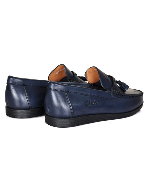 Clarks Blue Tassels Leather Loafers With Horse-Bit