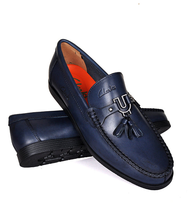 Clarks Blue Tassels Leather Loafers With Horse-Bit