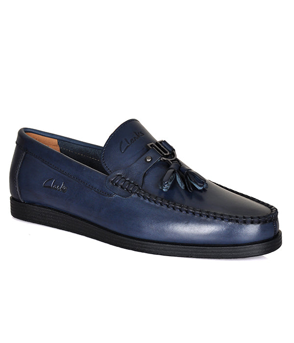 Clarks Blue Tassels Leather Loafers With Horse-Bit