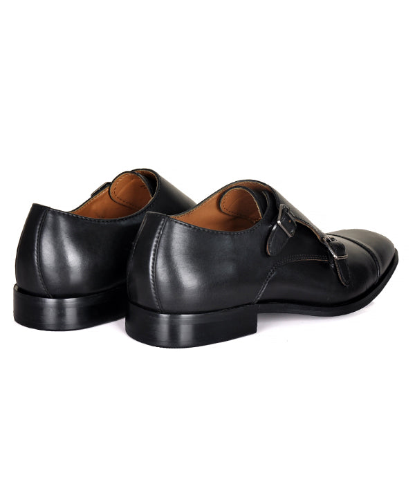 Aldo Black Double Monk Strap Leather Shoes