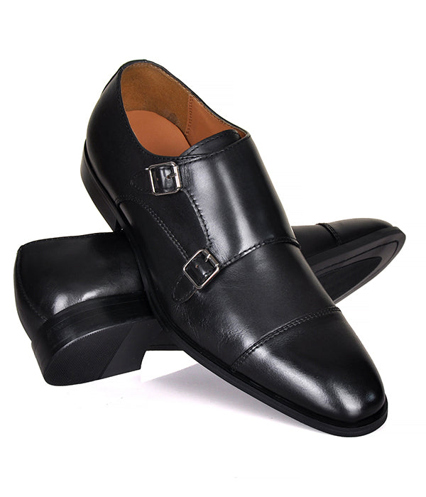 Aldo Black Double Monk Strap Leather Shoes